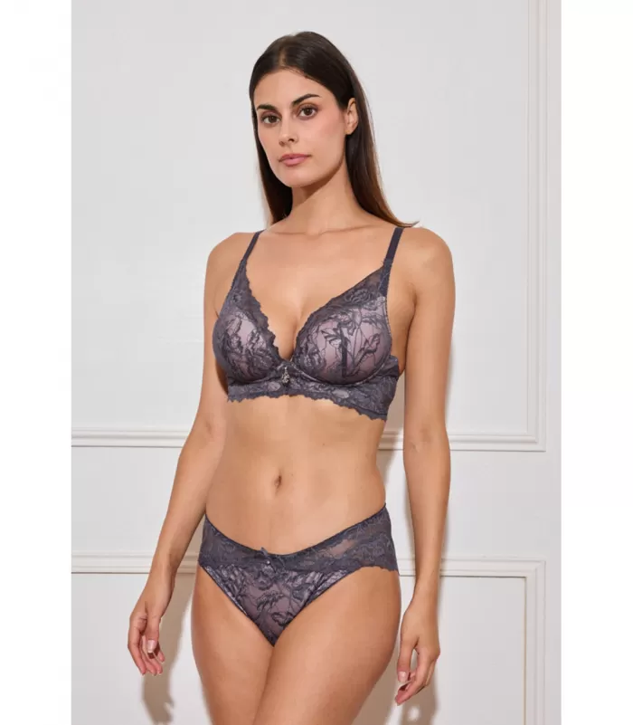 Inoo antrasiitti pitsikoristeinen rintaliivisetti