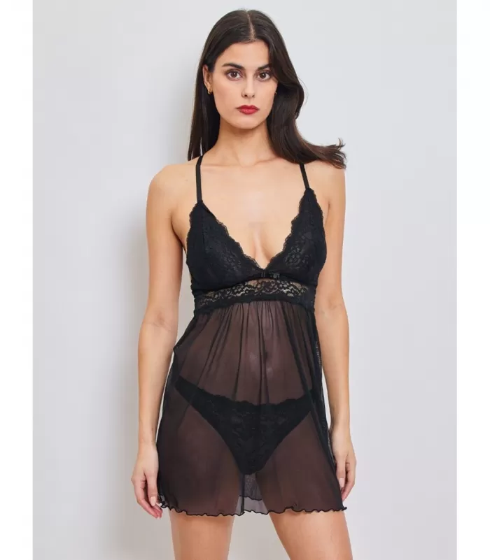 Inoo musta babydoll pitsillä