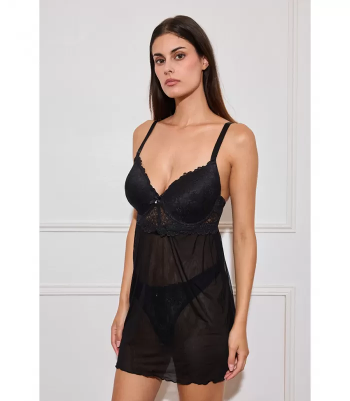 Inoo musta plus size babydoll pitsillä