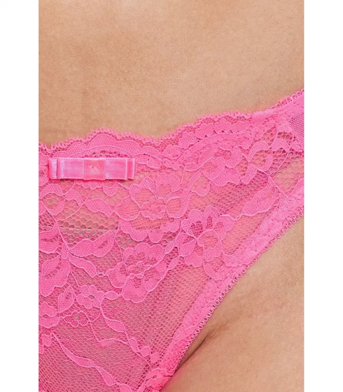 Inoo neonvaaleanpunainen babydoll pitsillä