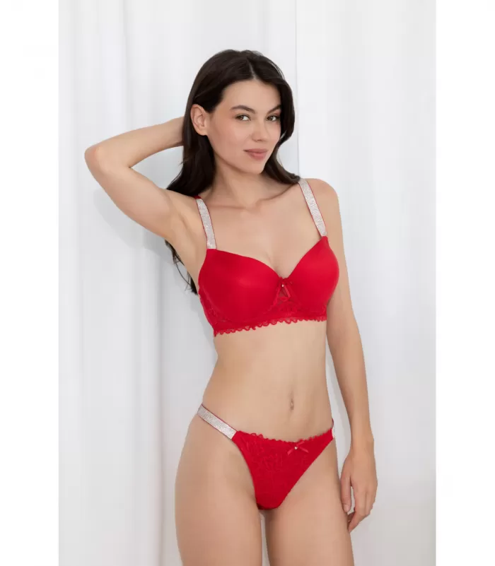 Inoo punainen strassikoristeinen rintaliivisetti