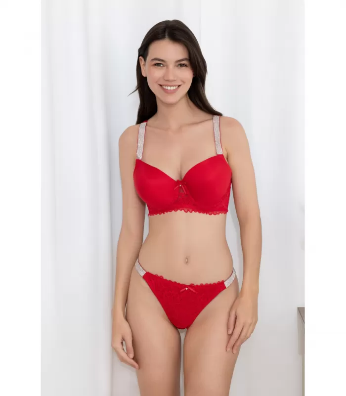 Inoo punainen strassikoristeinen rintaliivisetti