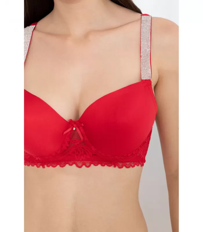 Inoo punainen strassikoristeinen rintaliivisetti