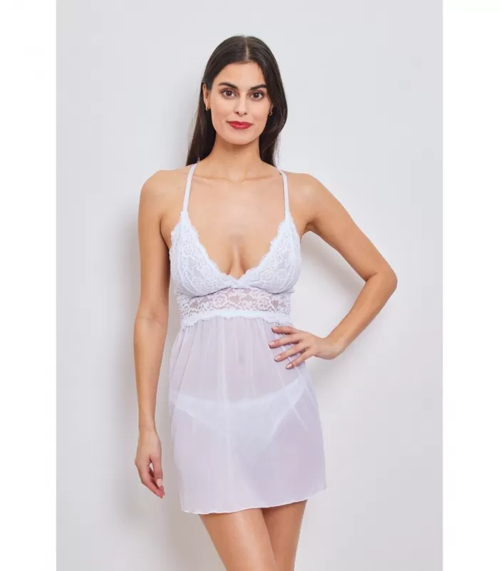 Inoo valkoinen babydoll pitsillä