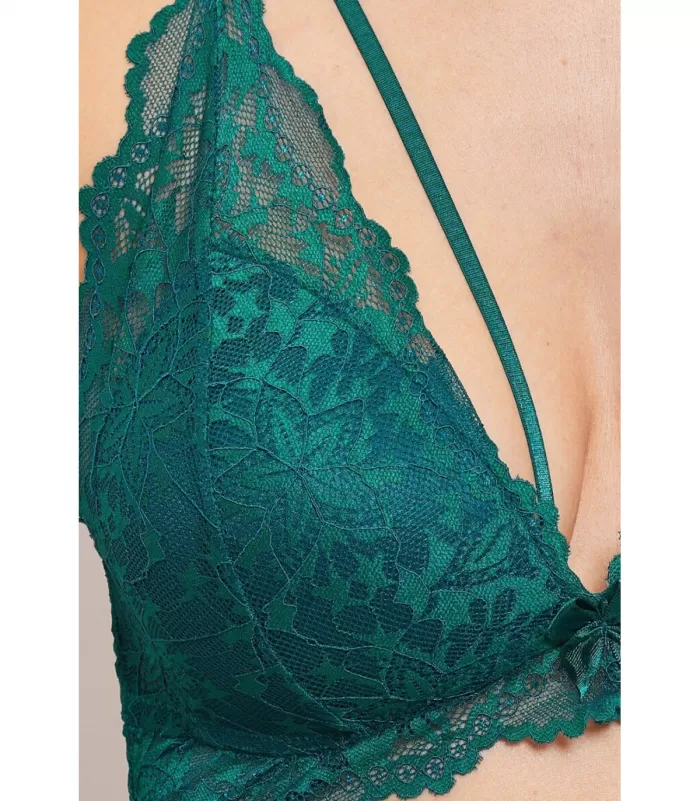 Inoo vihreä pitsinen alusasusetti remmeillä