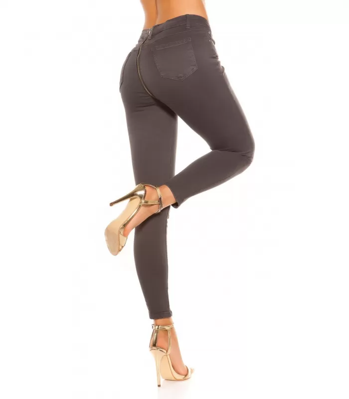 Koucla harmaat farkut vetoketjulla