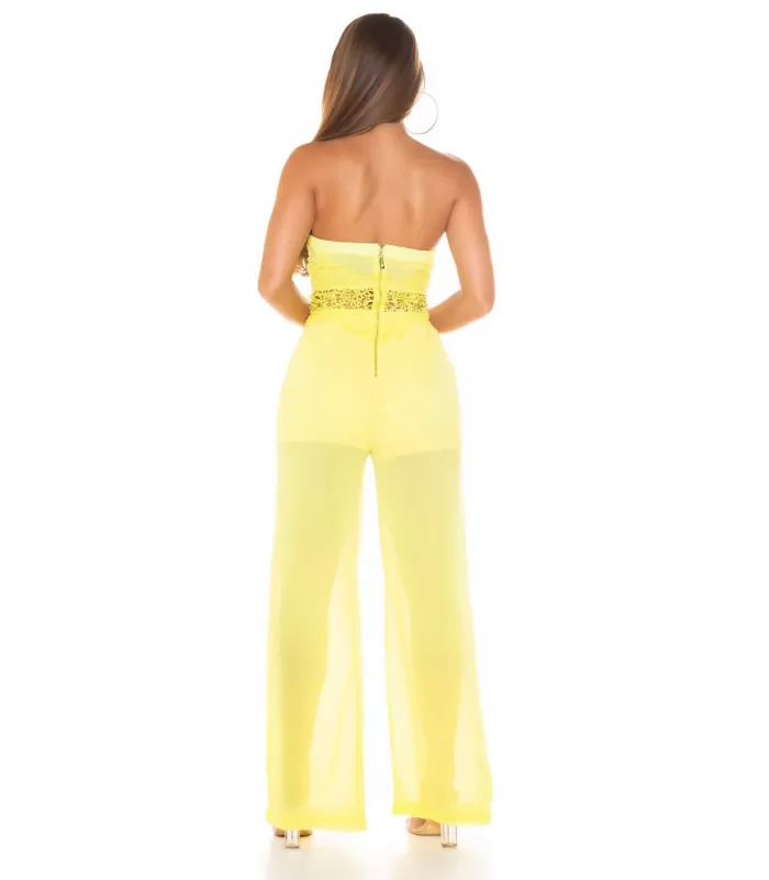 Koucla keltainen olkaimeton juhlajumpsuit