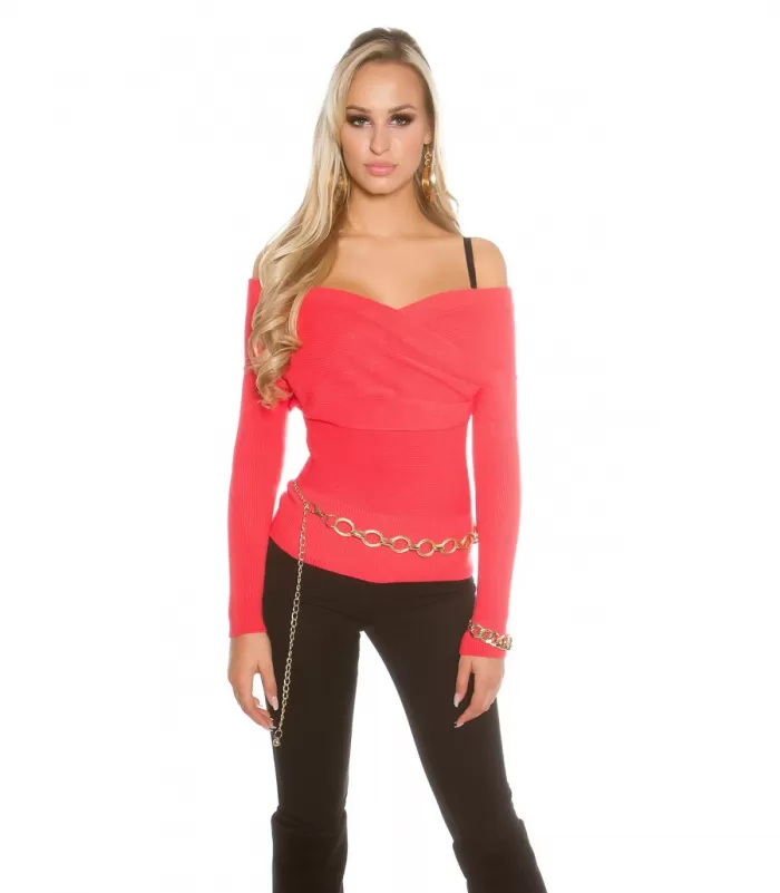 Koucla koralli off-shoulder wrap-neule