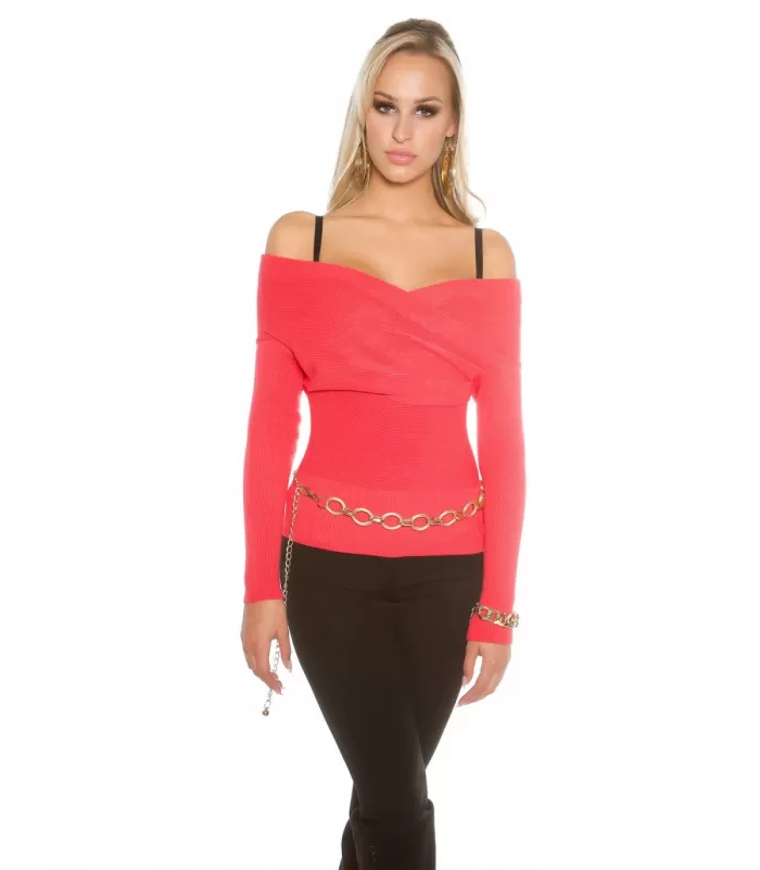 Koucla koralli off-shoulder wrap-neule [LÖYTÖ]