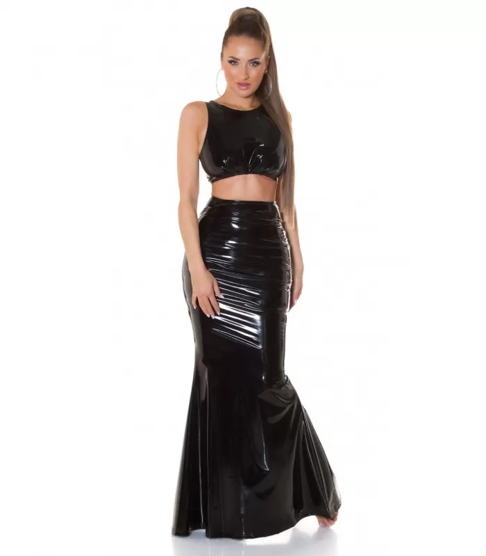 Koucla lyhyt latex look toppi musta