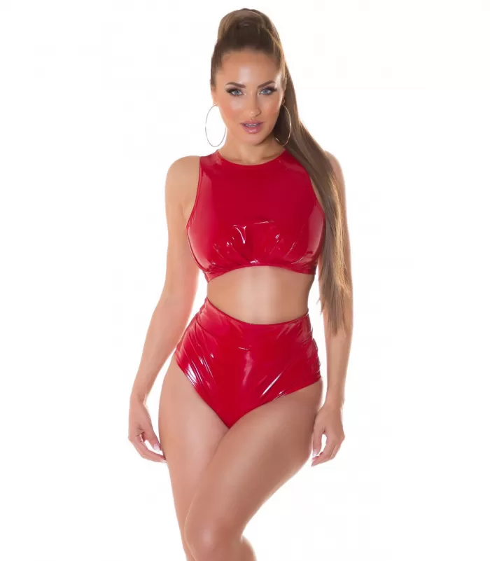 Koucla lyhyt latex look toppi punainen