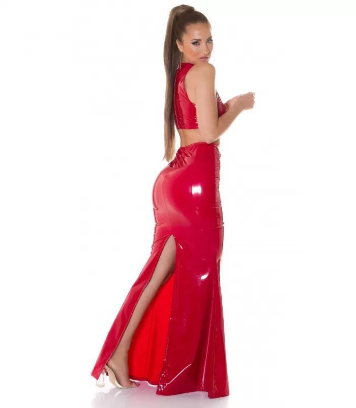 Koucla lyhyt latex look toppi punainen