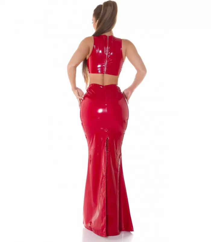 Koucla lyhyt latex look toppi punainen