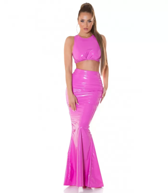Koucla lyhyt latex look toppi vaaleanpunainen