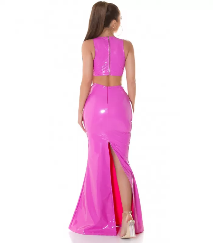 Koucla lyhyt latex look toppi vaaleanpunainen