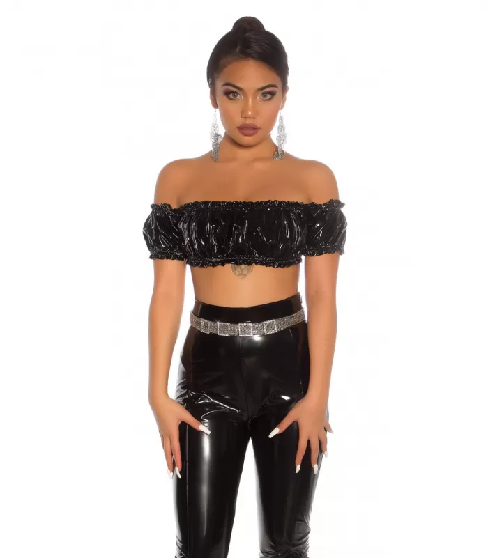 Koucla musta latex look latinapaita