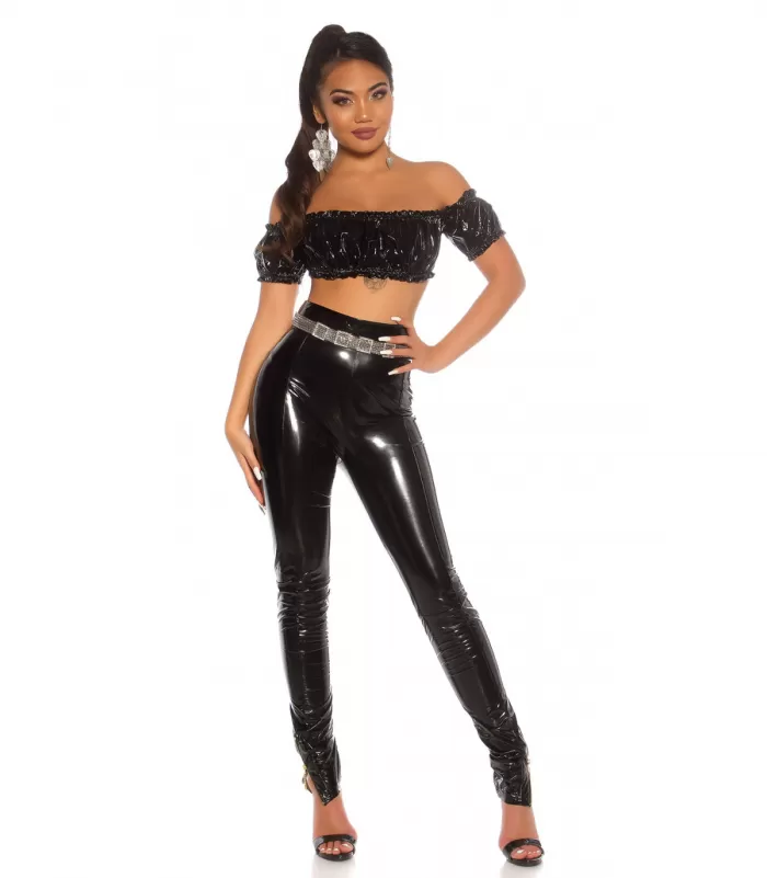 Koucla musta latex look latinapaita