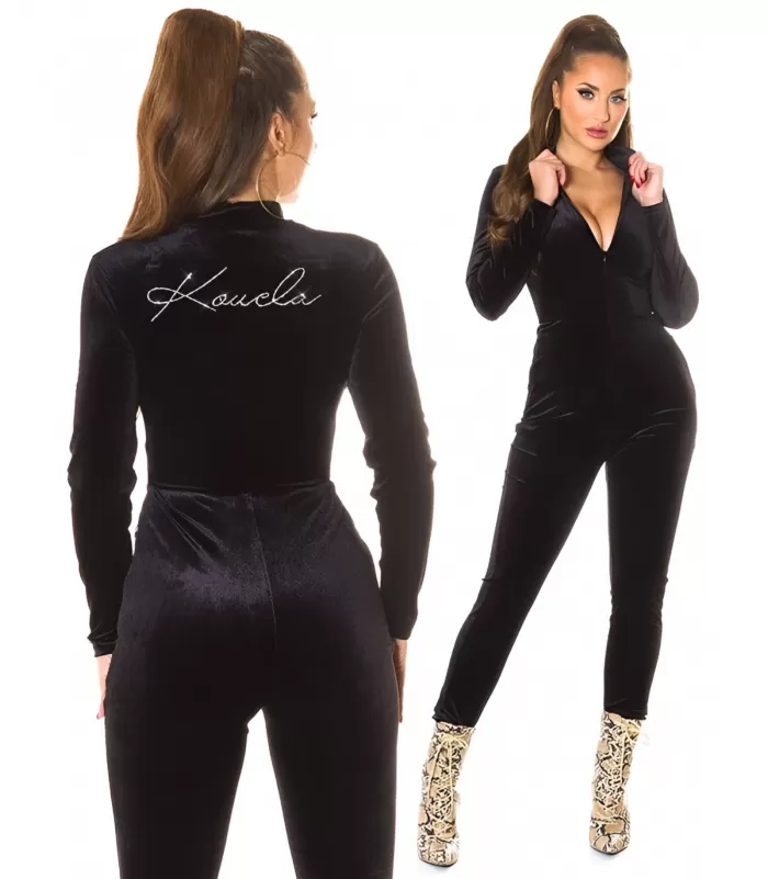 Koucla musta samettijumpsuit