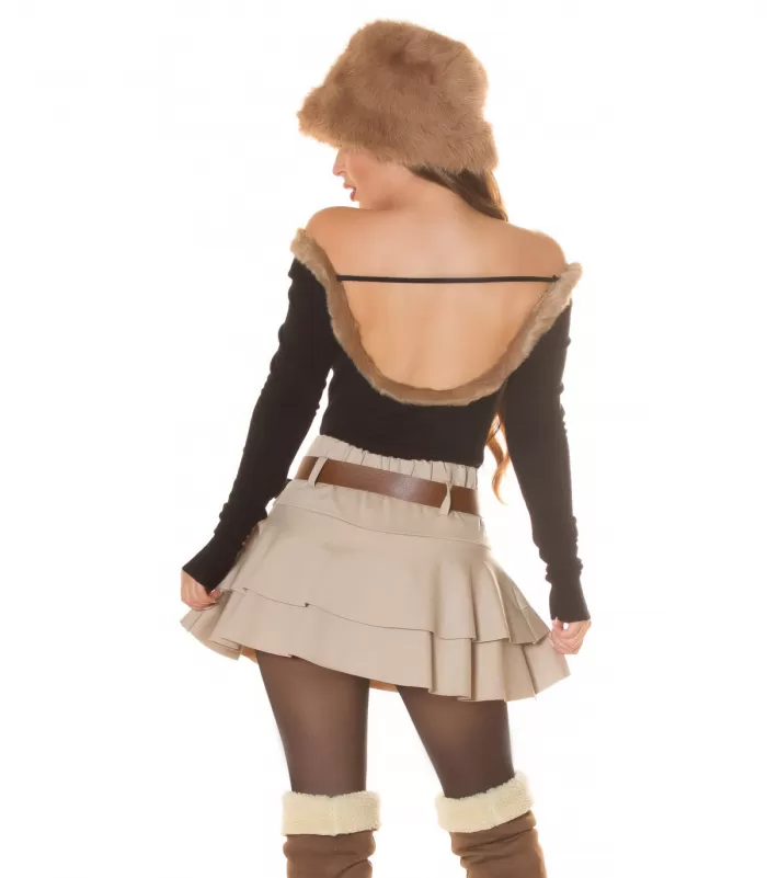 Koucla musta turkiskauluksellinen neule