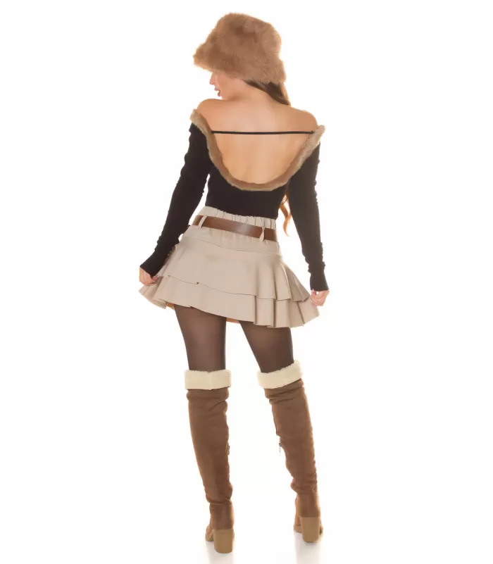 Koucla musta turkiskauluksellinen neule