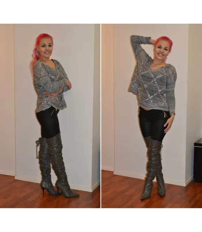 Koucla mustat wetlook treggingsit vetoketjuilla