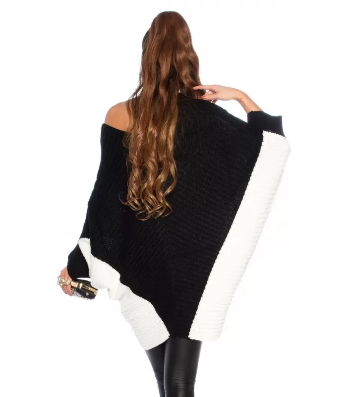 Koucla mustavalkoinen oversize pitkä villapaita