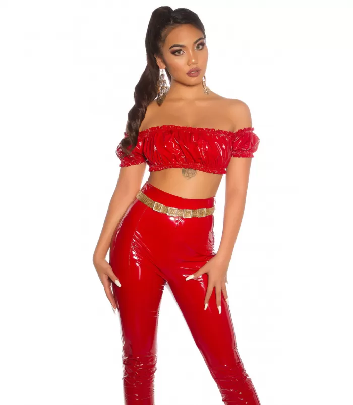Koucla punainen latex look latinapaita
