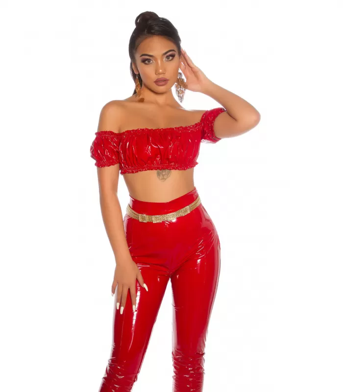 Koucla punainen latex look latinapaita