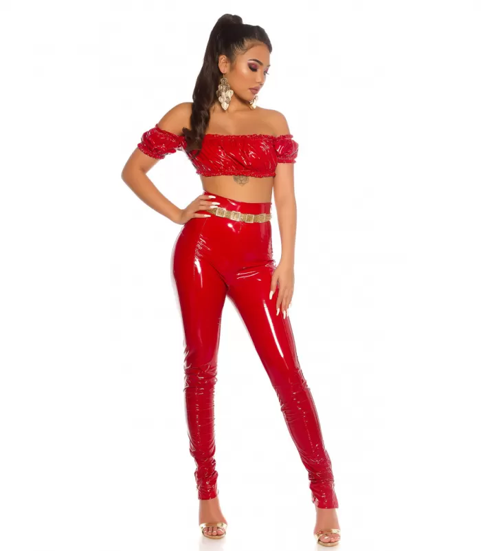 Koucla punainen latex look latinapaita