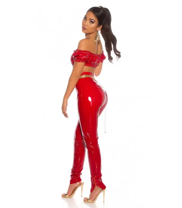 Koucla punainen latex look latinapaita