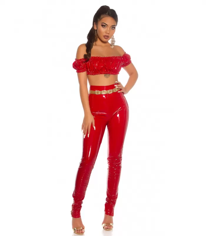 Koucla punainen latex look latinapaita