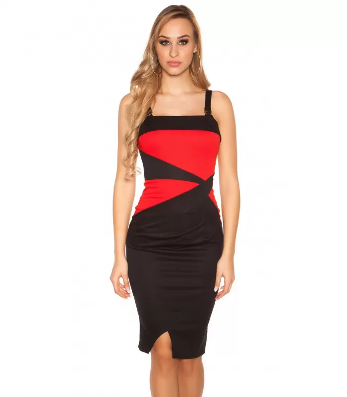 Koucla punamusta midimekko vetoketjulla