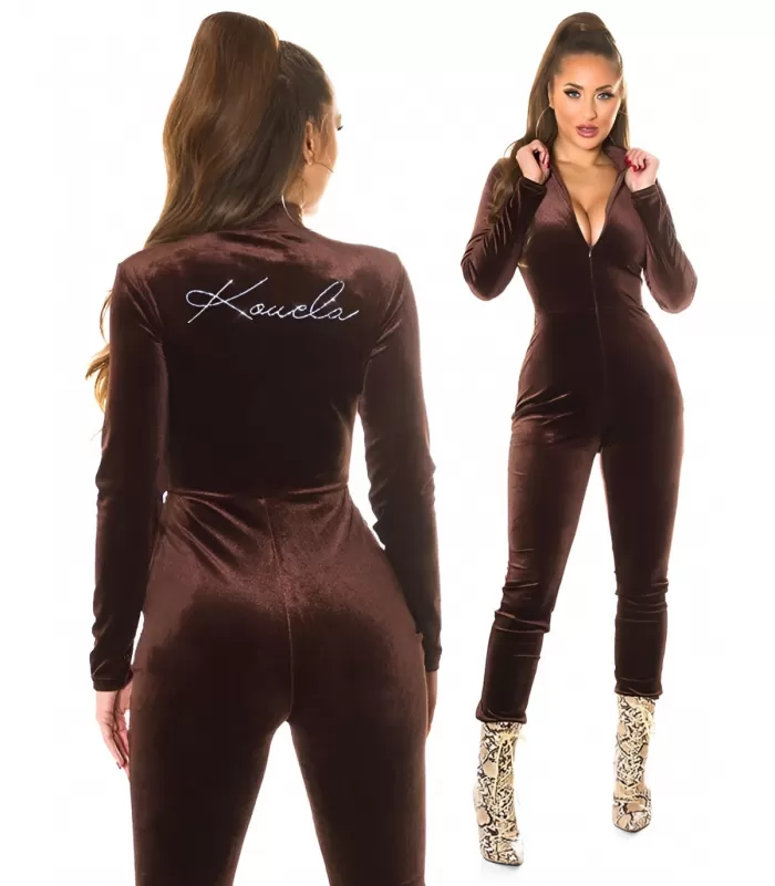 Koucla ruskea samettijumpsuit