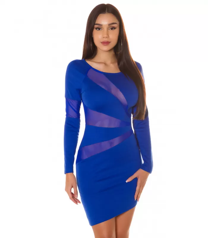 Koucla sininen pitkähihainen mesh-minimekko