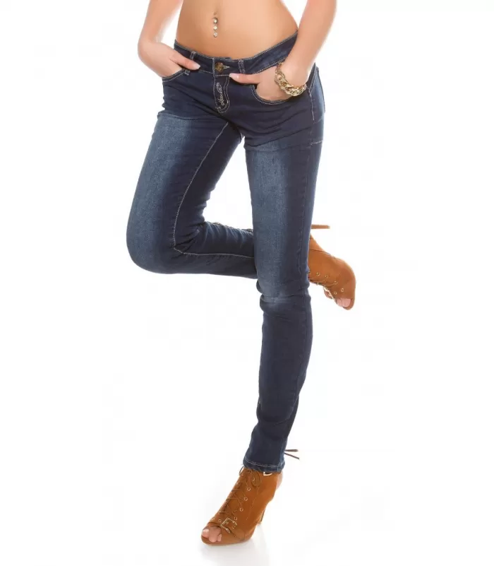 Koucla siniset nyörikoristeiset push up -farkut