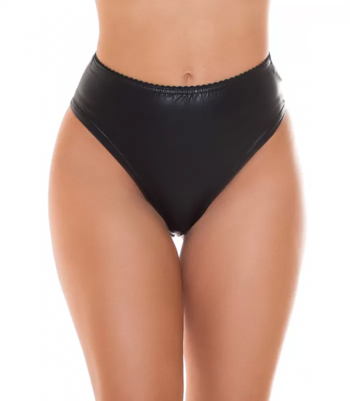 Koucla tummansiniset korkeavyötäröiset wetlook hotpantsit rypytyksellä