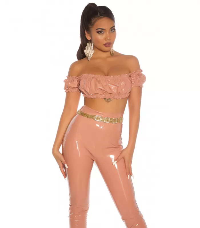 Koucla vaaleanpunainen latex look latinapaita