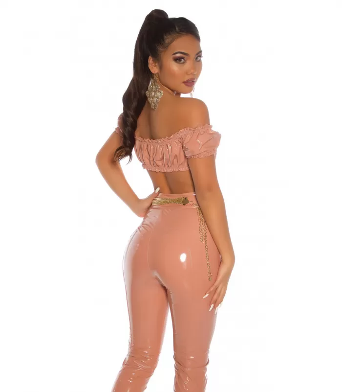 Koucla vaaleanpunainen latex look latinapaita