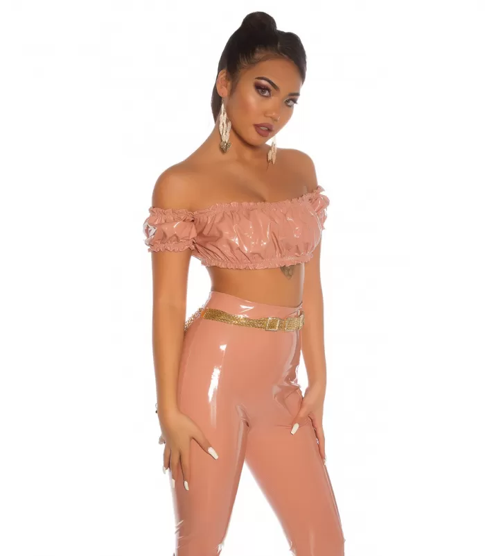Koucla vaaleanpunainen latex look latinapaita