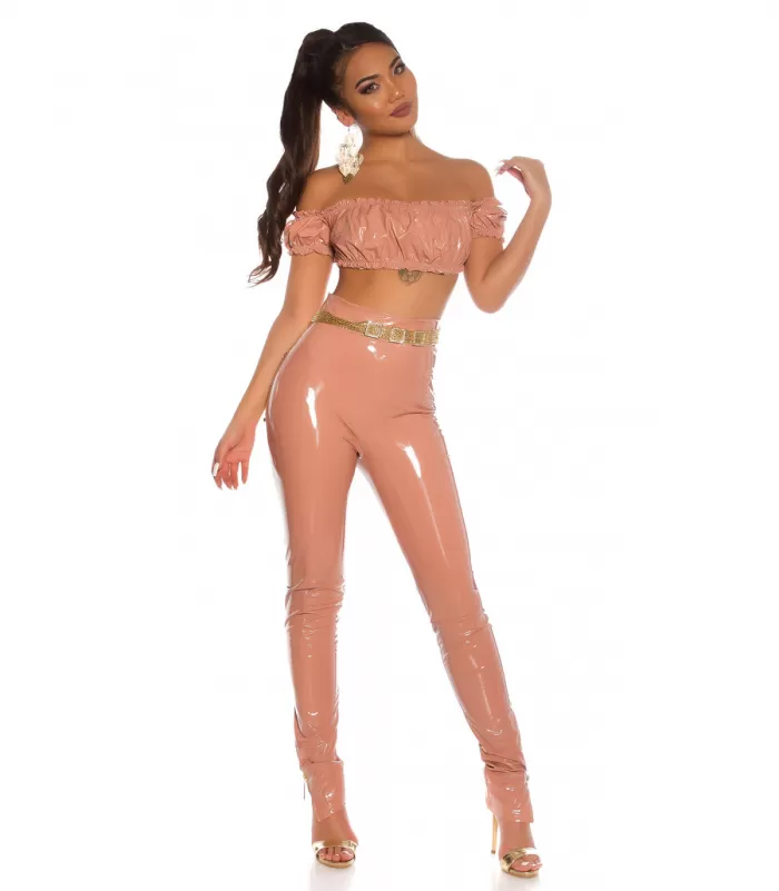 Koucla vaaleanpunainen latex look latinapaita