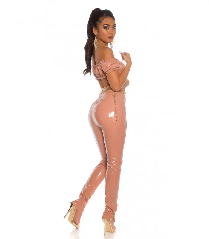 Koucla vaaleanpunainen latex look latinapaita