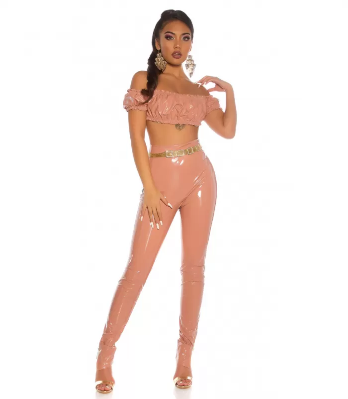 Koucla vaaleanpunainen latex look latinapaita