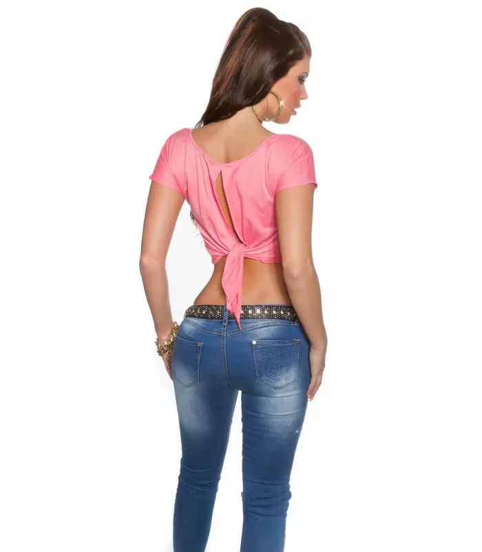 Koucla vaaleanpunainen lyhythihainen lyhyt paita