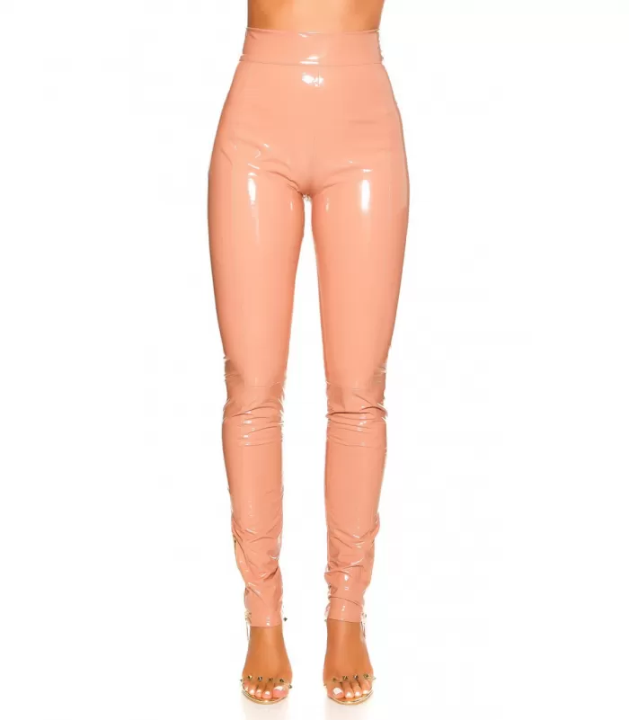 Koucla vaaleanpunaiset latex look peppuhousut