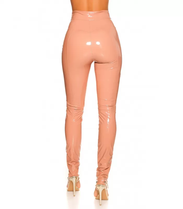 Koucla vaaleanpunaiset latex look peppuhousut