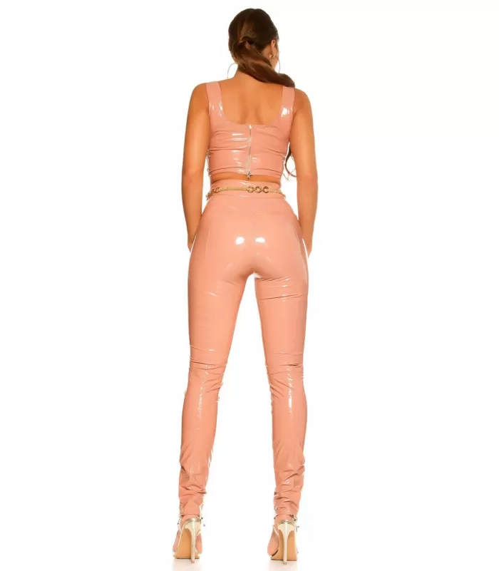 Koucla vaaleanpunaiset latex look peppuhousut