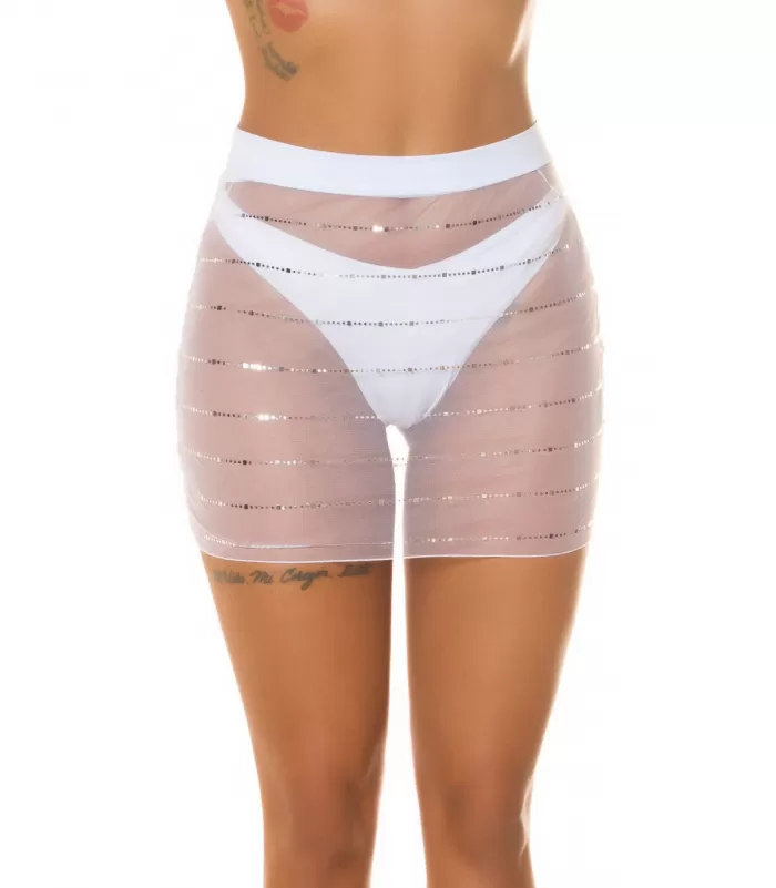 Koucla valkoinen mesh minihame glitterillä