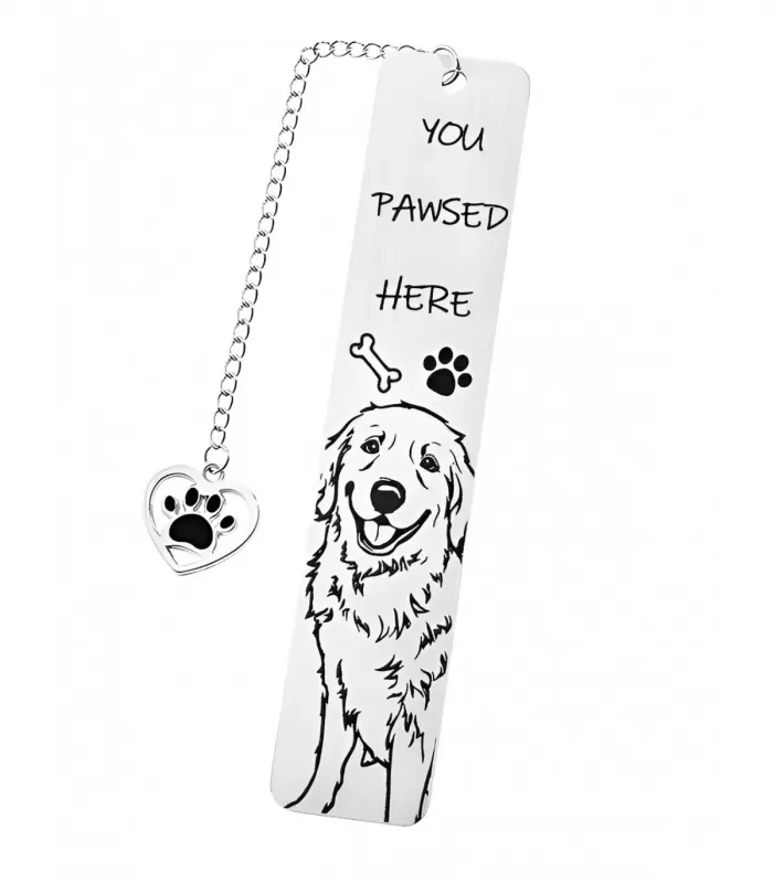 Kultainennoutaja You Pawsed Here -kirjanmerkki