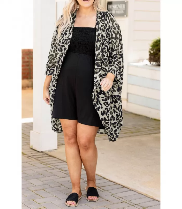 Leopardikuvioinen kimono (plus size)