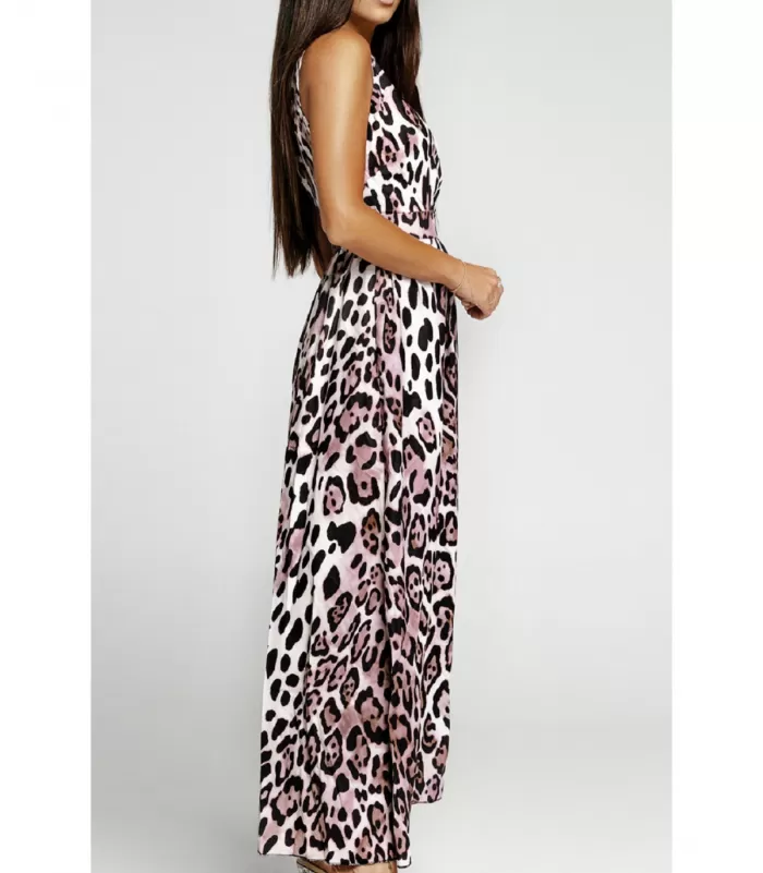 Leopardikuvioinen v-maksimekko rusettinauhoilla [TAMMIALE -20%]
